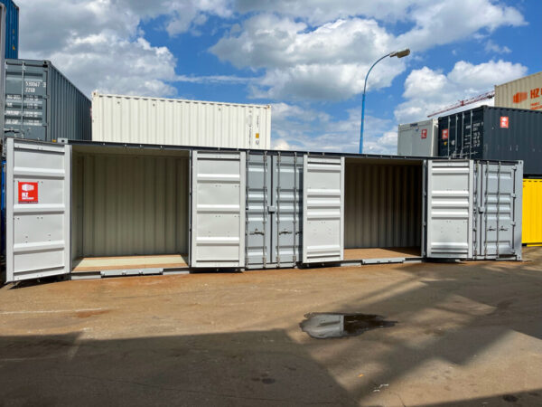 Contenedor marítimo 40'HC con 4 puertas laterales – Color gris ocre