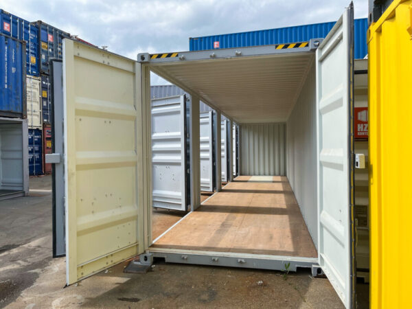 Contenedor marítimo 40'HC con 4 puertas laterales – Color gris ocre