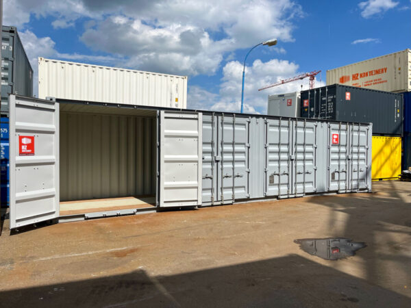 Contenedor marítimo 40'HC con 4 puertas laterales – Color gris ocre