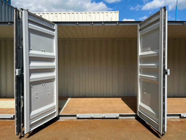 Contenedor marítimo 40'HC con 4 puertas laterales – Color gris ocre