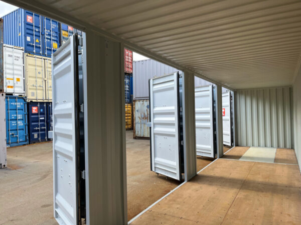 Contenedor marítimo 40'HC con 4 puertas laterales – Color gris ocre