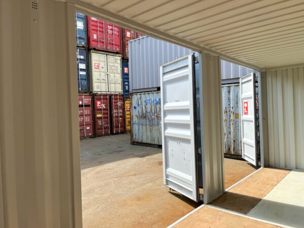 Contenedor marítimo 40'HC con 4 puertas laterales – Color gris ocre