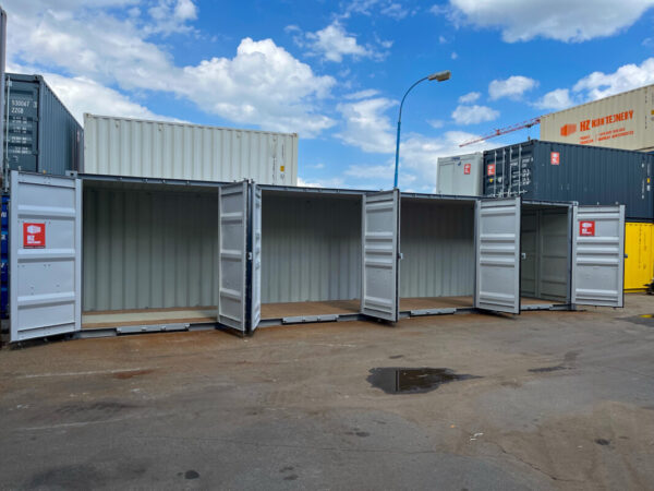 Contenedor marítimo 40'HC con 4 puertas laterales – Color gris ocre