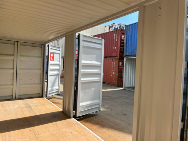 Contenedor marítimo 40'HC con 4 puertas laterales – Color gris ocre