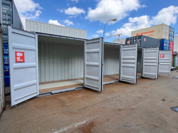 Contenedor marítimo 40'HC con 4 puertas laterales – Color gris ocre