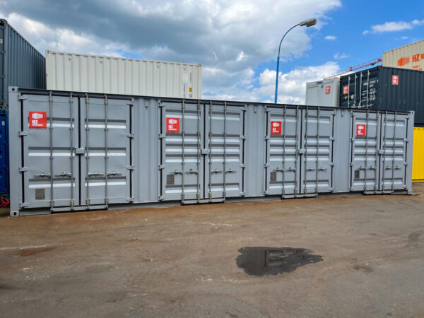 Contenedor marítimo 40'HC con 4 puertas laterales – Color gris ocre